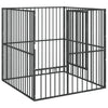 Schwarzer Hundekäfig Hermihe (4 Paneele aus verzinktem Stahl)