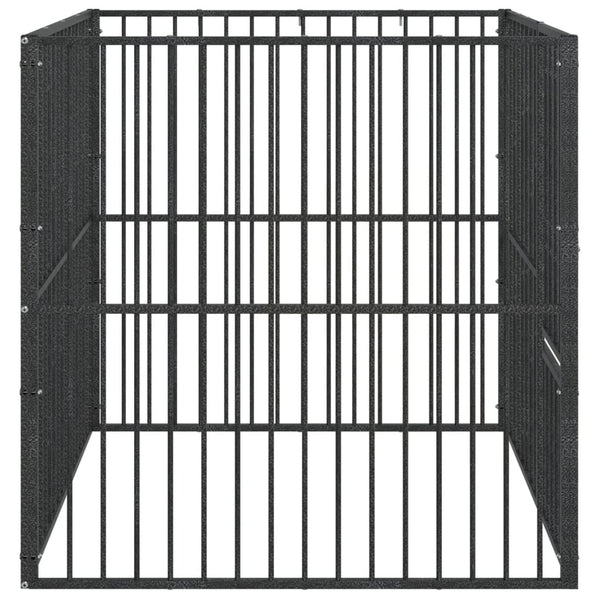 Schwarzer Hundekäfig Hermihe (4 Paneele aus verzinktem Stahl)