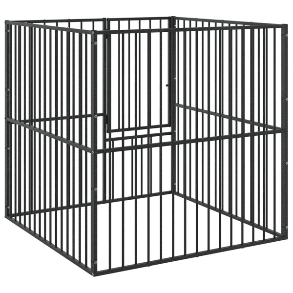 Schwarzer Hundekäfig Hermihe (4 Paneele aus verzinktem Stahl)