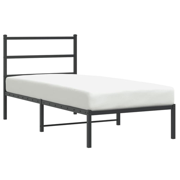 Schwarzes Metallbettgestell mit Kopfteil Mincu 90x190cm