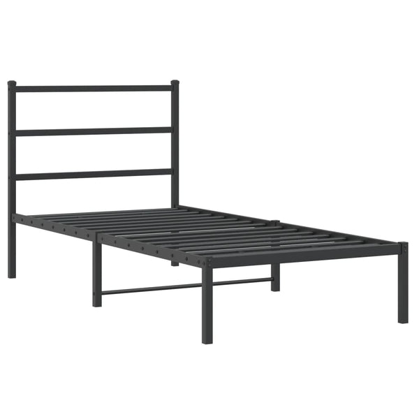 Schwarzes Metallbettgestell mit Kopfteil Mincu 90x190cm