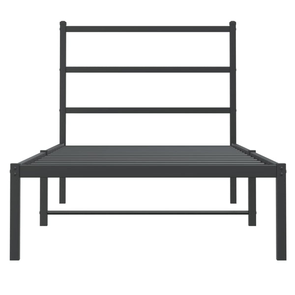 Schwarzes Metallbettgestell mit Kopfteil Mincu 90x190cm