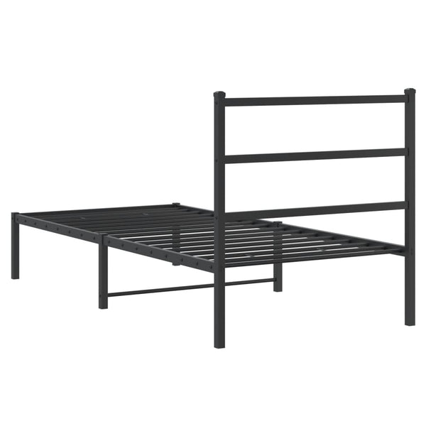 Schwarzes Metallbettgestell mit Kopfteil Mincu 90x190cm