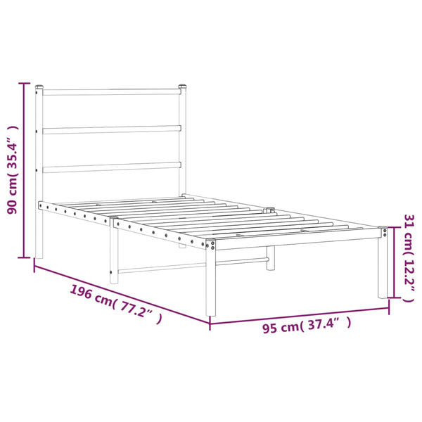 Schwarzes Metallbettgestell mit Kopfteil Mincu 90x190cm