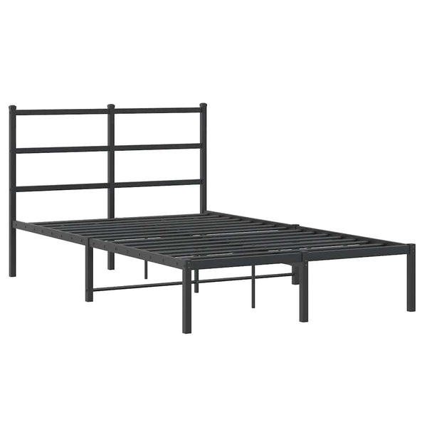 Schwarzes Metallbettgestell mit Kopfteil Mincu 120x190cm