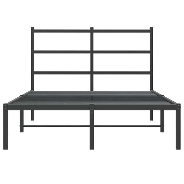 Schwarzes Metallbettgestell mit Kopfteil Mincu 120x190cm