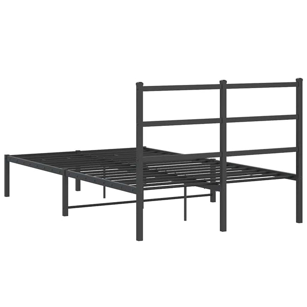 Schwarzes Metallbettgestell mit Kopfteil Mincu 120x190cm