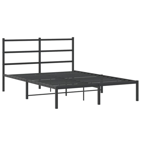 Schwarzer Metall-Bettrahmen mit Kopfteil Mincu 135x190cm