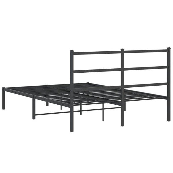 Schwarzer Metall-Bettrahmen mit Kopfteil Mincu 135x190cm