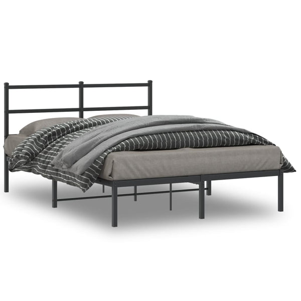 Schwarzer Metall-Bettrahmen mit Kopfteil Mincu 135x190cm