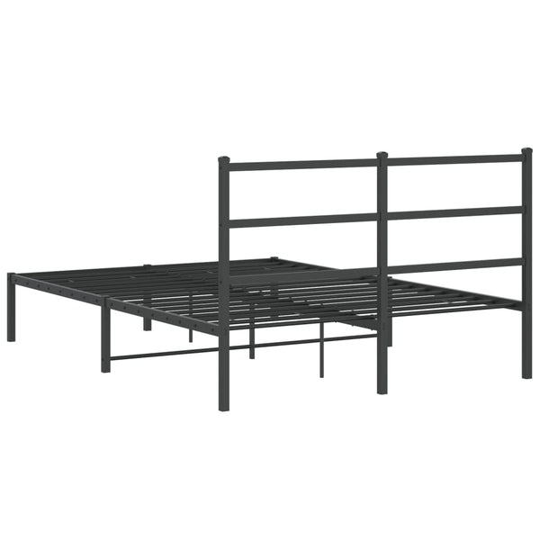 Schwarzes Metallbettgestell mit Kopfteil Mincu 140x200cm