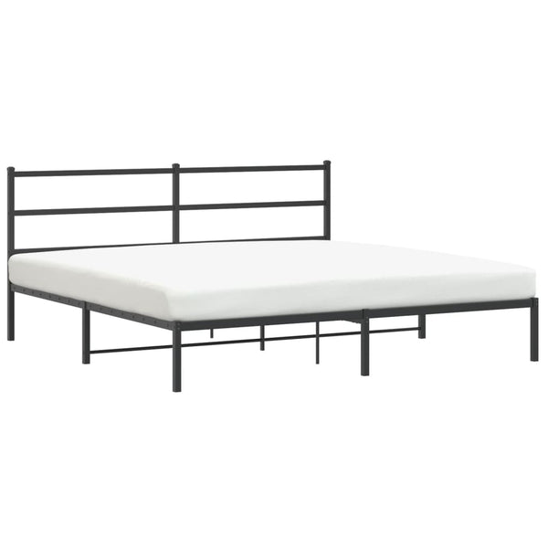 Schwarzes Metallbettgestell mit Kopfteil Mincu 193x203cm