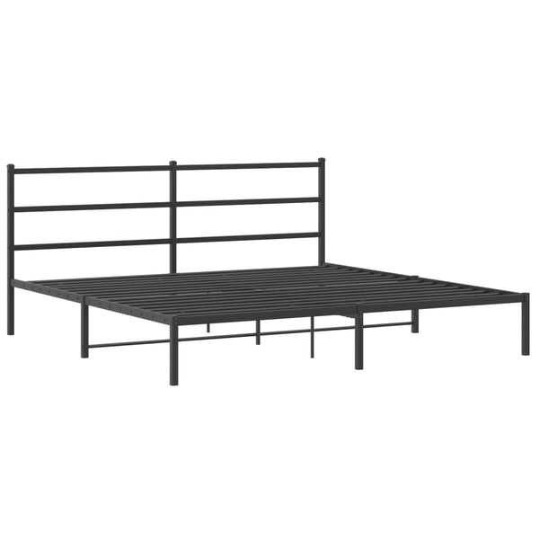 Schwarzes Metallbettgestell mit Kopfteil Mincu 193x203cm