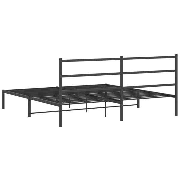 Schwarzes Metallbettgestell mit Kopfteil Mincu 193x203cm
