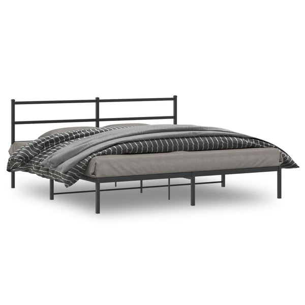 Schwarzes Metallbettgestell mit Kopfteil Mincu 193x203cm