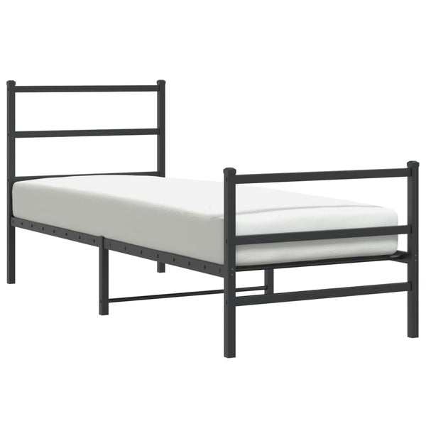 Musta metallinen sängynrunko päädyillä Mincu 80x200cm