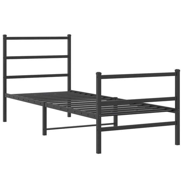 Musta metallinen sängynrunko päädyillä Mincu 80x200cm