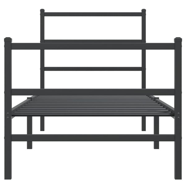 Musta metallinen sängynrunko päädyillä Mincu 80x200cm