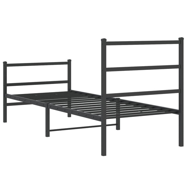 Musta metallinen sängynrunko päädyillä Mincu 80x200cm