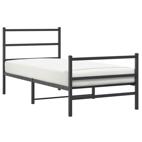 Schwarzes Metallbettgestell mit Kopfteil Mincu 90x190cm