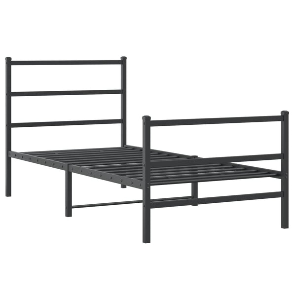 Schwarzes Metallbettgestell mit Kopfteil Mincu 90x190cm