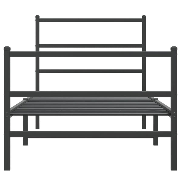 Schwarzes Metallbettgestell mit Kopfteil Mincu 90x190cm