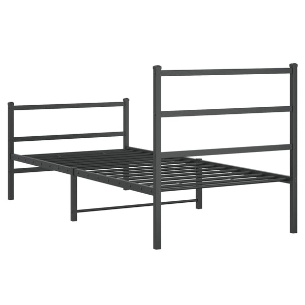 Schwarzes Metallbettgestell mit Kopfteil Mincu 90x190cm