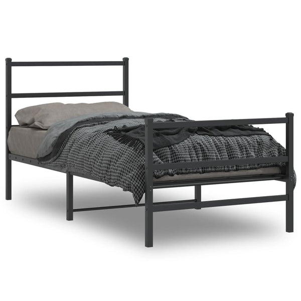 Schwarzes Metallbettgestell mit Kopfteil Mincu 90x190cm