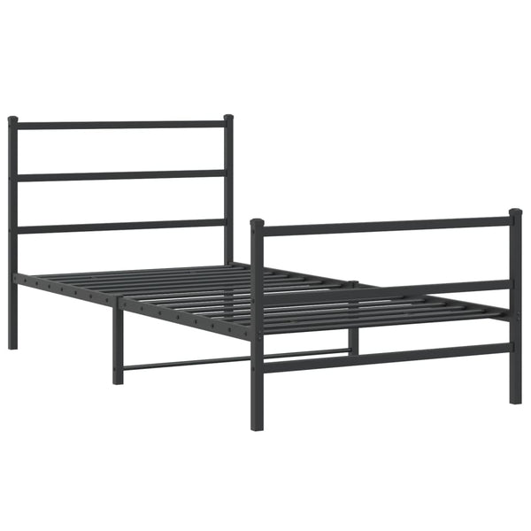 Schwarzes Metallbettgestell mit Kopfteilen Mincu 100x190cm