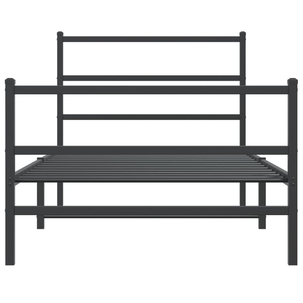 Schwarzes Metallbettgestell mit Kopfteilen Mincu 100x190cm