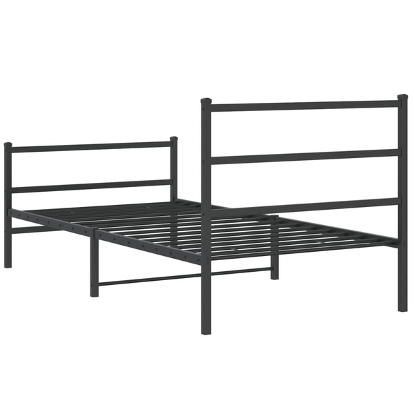 Schwarzes Metallbettgestell mit Kopfteilen Mincu 100x190cm