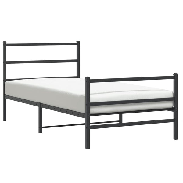 Schwarzes Metallbettgestell mit Kopfteil Mincu 107x203cm