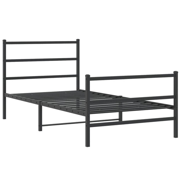 Schwarzes Metallbettgestell mit Kopfteil Mincu 107x203cm