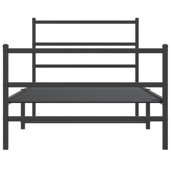 Schwarzes Metallbettgestell mit Kopfteil Mincu 107x203cm