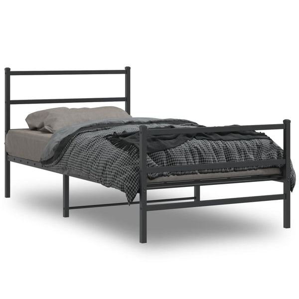 Schwarzes Metallbettgestell mit Kopfteil Mincu 107x203cm