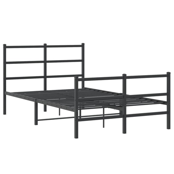 Schwarzer Metallbettrahmen mit Kopfteilen Mincu 120x200cm
