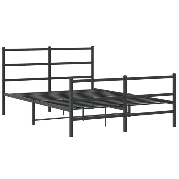 Schwarzer Metallbettrahmen Mincu mit Kopfteil und Fußteil 140x190 cm