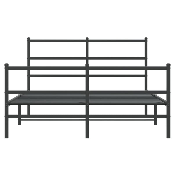 Schwarzer Metallbettrahmen Mincu mit Kopfteil und Fußteil 140x190 cm