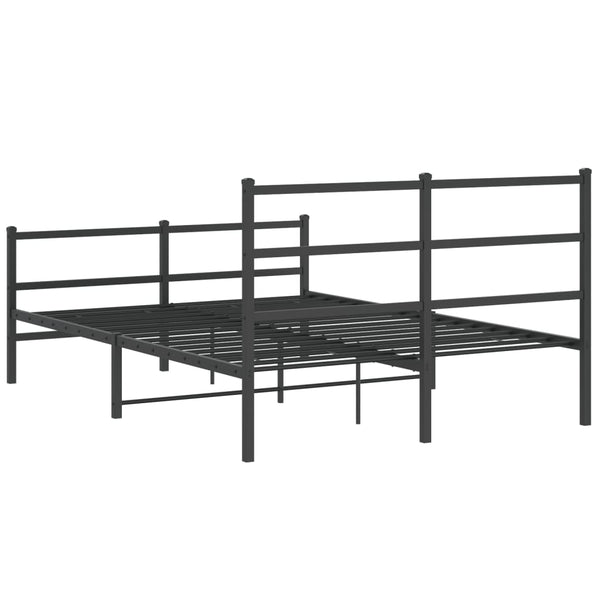 Schwarzer Metallbettrahmen Mincu mit Kopfteil und Fußteil 140x190 cm