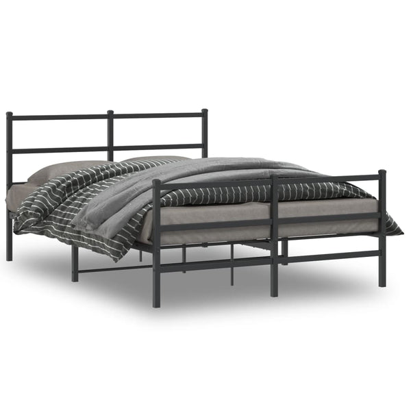 Schwarzer Metallbettrahmen Mincu mit Kopfteil und Fußteil 140x190 cm
