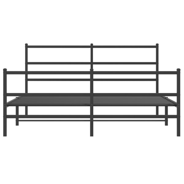 Schwarzes Metallbettgestell mit Kopfteil und Fußteil Mincu 150x200cm