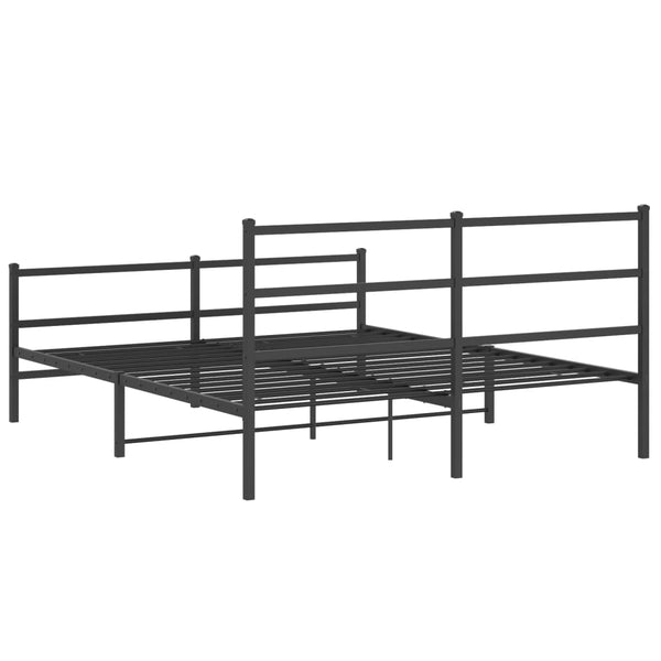 Schwarzes Metallbettgestell mit Kopfteil und Fußteil Mincu 150x200cm