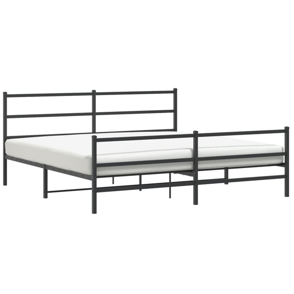 Schwarzes Metallbettgestell mit Kopfteilen Mincu 183x213cm
