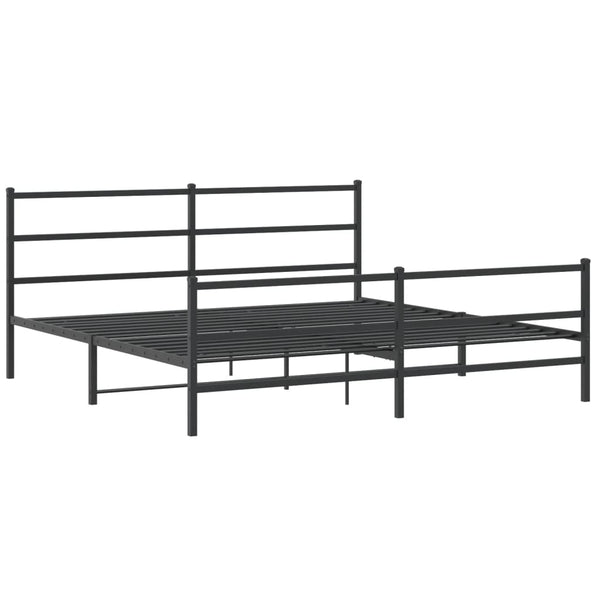 Schwarzes Metallbettgestell mit Kopfteilen Mincu 183x213cm