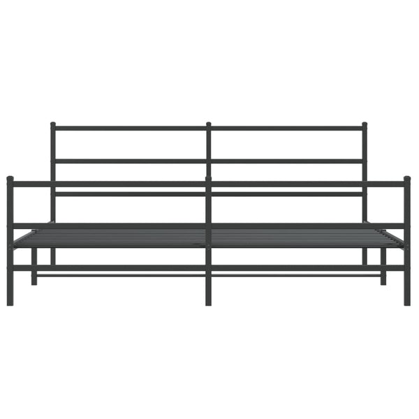 Schwarzes Metallbettgestell mit Kopfteilen Mincu 183x213cm
