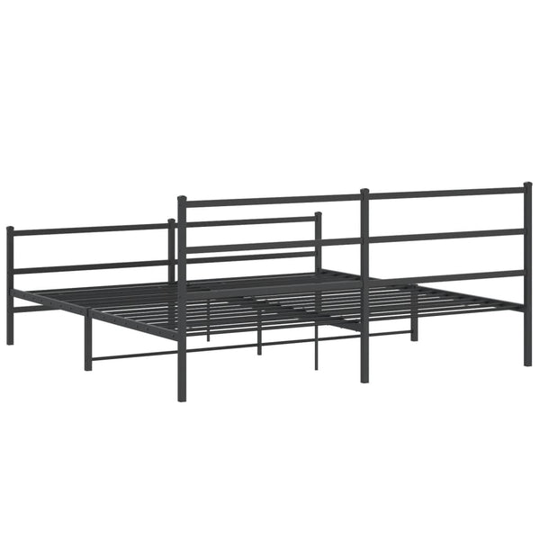 Schwarzes Metallbettgestell mit Kopfteilen Mincu 183x213cm