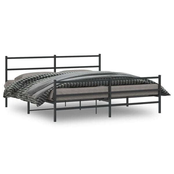 Schwarzes Metallbettgestell mit Kopfteilen Mincu 183x213cm