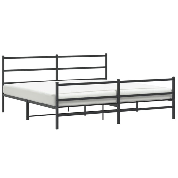 Schwarzes Metallbettgestell mit Kopfteil Mincu 193x203cm