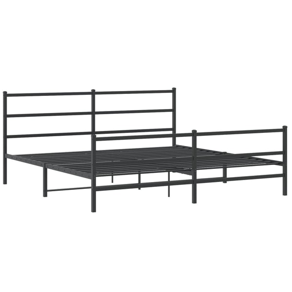Schwarzes Metallbettgestell mit Kopfteil Mincu 193x203cm