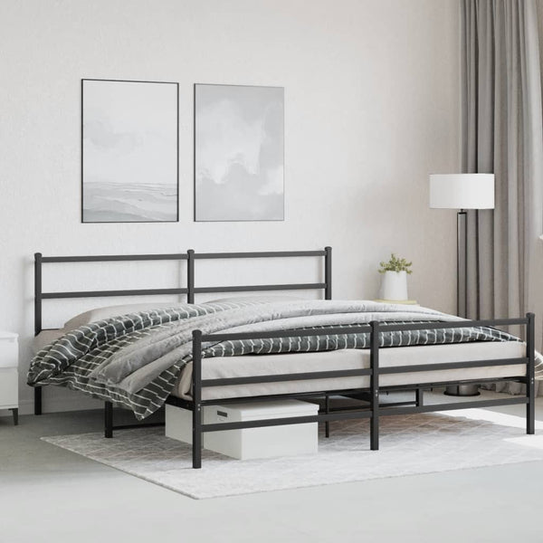 Schwarzes Metallbettgestell mit Kopfteil Mincu 193x203cm